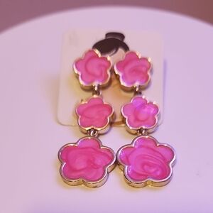 Pink Floral Drop Earrings